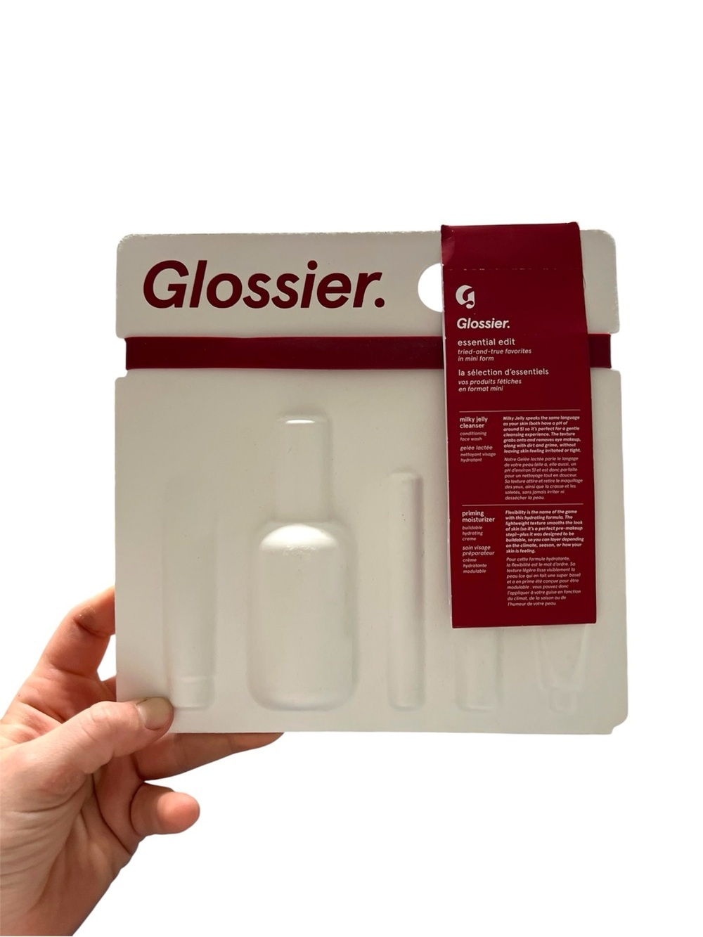 Glossier Mini Essential Tray – White with Deep Berry Sleeve